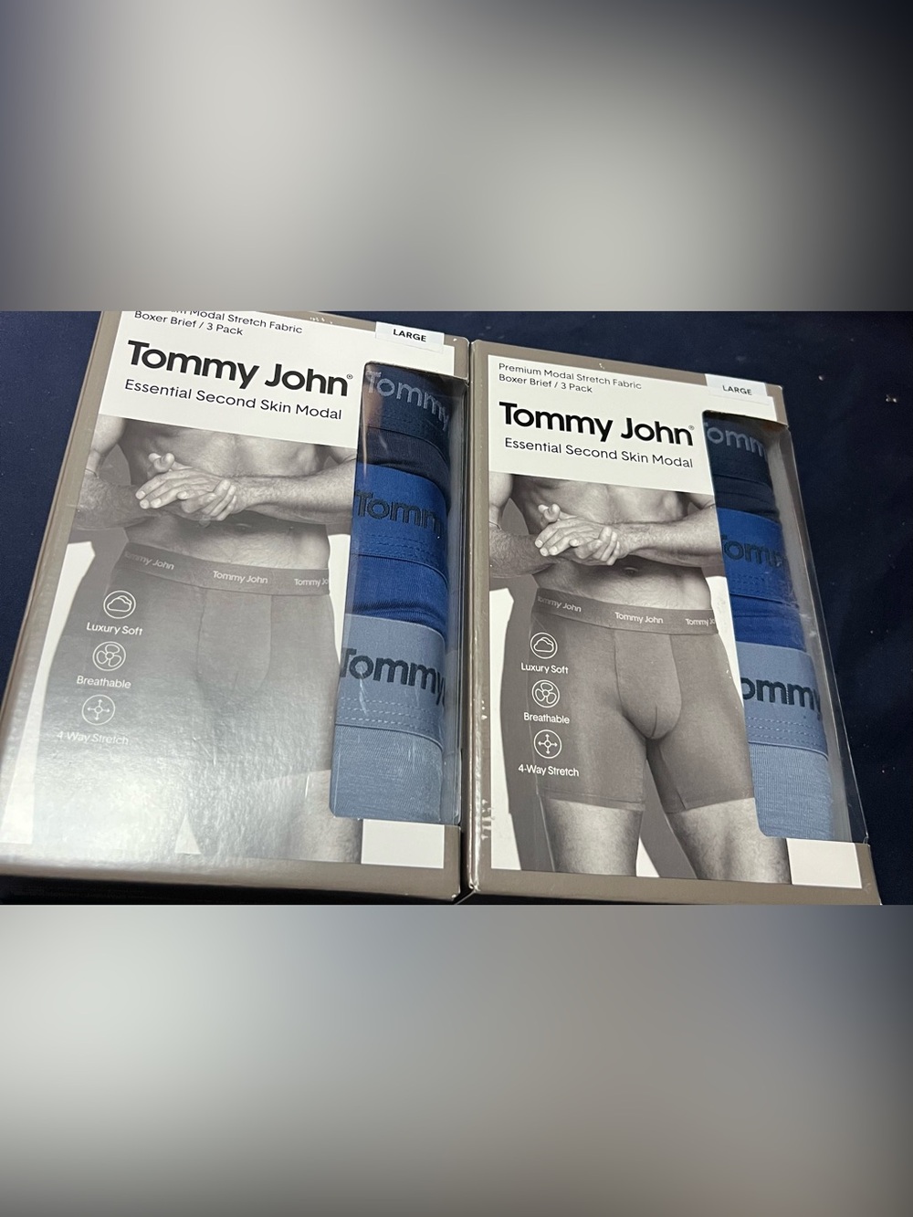 （2）3-Pack TOMMY JOHN Essential Second Skin Premium Modal Boxer Briefs la…